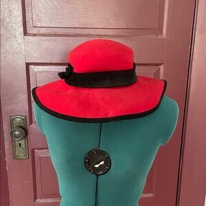 Vintage Lord & Taylor Red and Black Hat